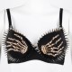 Sexy Black Bra With Skeliton Hand and Spike Detail in Sizes Medium, Large and XL.
