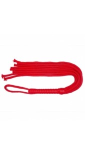 Red Cord Whip With Leather Handle.