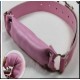 Pink Soft Leather Mouth Gag With Adjustable Head Strap. 