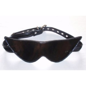 Black Leather Mask with Soft Inner Lining and Steel Adjustable Buckle.