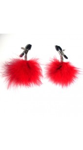 Sensual Red Feather Adjustable Nipple Clamps.