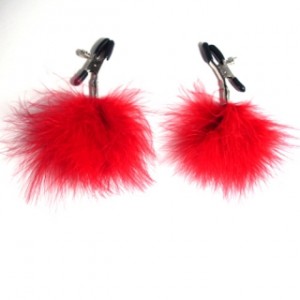 Sensual Red or Black Feather Adjustable Nipple Clamps.
