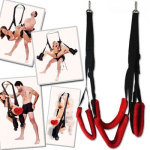Soft Padded Sex Swing With Body and Leg Straps in Red or Black.