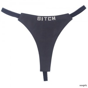 Black Leather Thongs With Chrome Raised Lettering