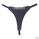 Black Leather Thongs With Chrome Raised Lettering