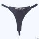 Black Leather Thongs With Chrome Raised Lettering