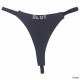 Black Leather Thongs With Chrome Raised Lettering