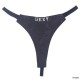 Black Leather Thongs With Chrome Raised Lettering