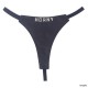 Black Leather Thongs With Chrome Raised Lettering