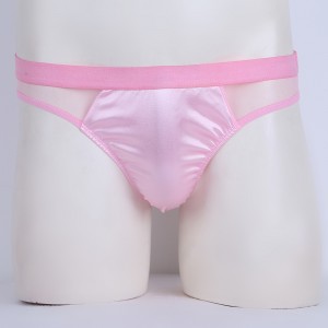 Pink or Black or Red Mesh Briefs With Satin Front Pouch and Stretch Waist Band.