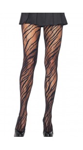 Black Fashion Zebra Net Patterned Pantyhose. 