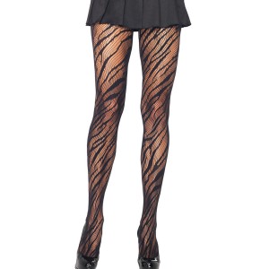 Black Fashion Zebra Net Patterned Pantyhose. 