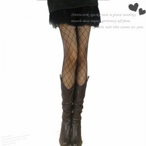 Black Fashionable Diamond Lattice Pantyhose in Size Medium and XL. 