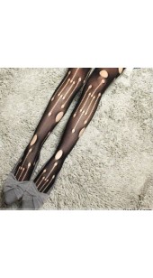 Black Fashionable Ripped Hole Pantyhose. 