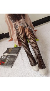 Black Fashionable Patterned Pantyhose. 