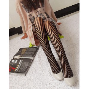 Black Fashionable Patterned Pantyhose. 