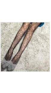 Black Fashionable Spider Webb Pantyhose. 