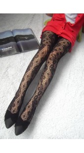 Black Fashionable Patterned Pantyhose. 