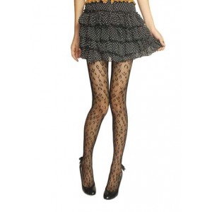 Black Fashionable Patterned Pantyhose. 