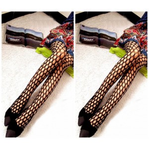Black Fashionable Hole Patterned Pantyhose. 