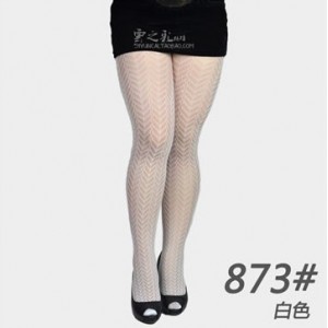 White Fashionable Patterned Pantyhose. 