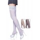 Thigh High Fashion Stockings In White With Silicone Lace Top and Pattern Leg Detail.