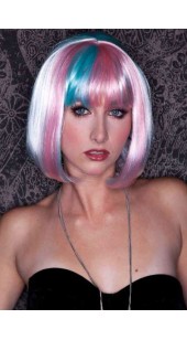 Pink Blue and Blonde Short Length Sexy Wig.