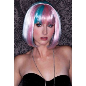 Pink Blue and Blonde Short Length Sexy Wig.