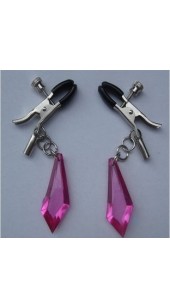 Sensual Adjustable Nipple Clamps With Coloured Rhinestone Detail in in three Colours.