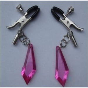 Sensual Adjustable Nipple Clamps With Coloured Rhinestone Detail in in three Colours.