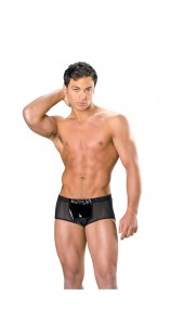 Mens Black Pvc/Mesh Boxers.