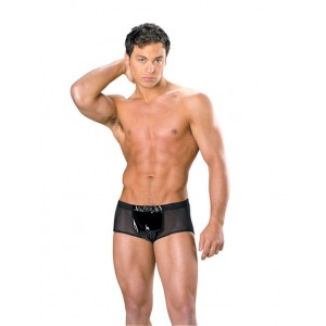 Mens Black Pvc/Mesh Boxers.