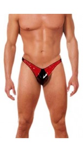 Black and Red Pvc Thong