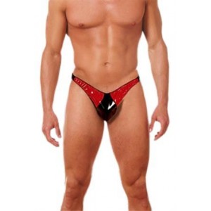 Black and Red Pvc Thong