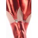 Red Three Pc Stretch Spandex Leggings With Stretch Shorts With Four Garters in One Size.