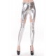 Silver Three Pc Stretch Spandex Leggings With Stretch Shorts With Four Garters in One Size.