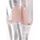 Silver Three Pc Stretch Spandex Leggings With Stretch Shorts With Four Garters in One Size.