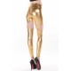 Gold Three Pc Stretch Spandex Leggings With Stretch Shorts With Four Garters in One Size.