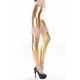 Gold Three Pc Stretch Spandex Leggings With Stretch Shorts With Four Garters in One Size.