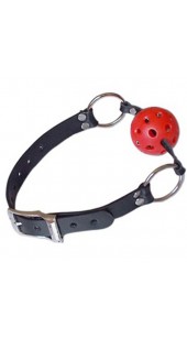 Red Breathable Adjustable Ball Gag With Steel O Rings.