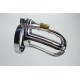 Stainless Steel Chastity Device With Scrotum Lock and Ribbed Cage.