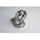 Stainless Steel Chastity Device With Scrotum Lock and Ribbed Cage.