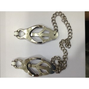 Japanese Clover Nipple Clamps in Silver or Black.